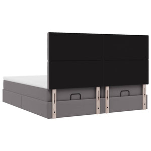 Οθωμανικό κρεβάτι με στρώματα Γκρι 160x200cm Faux Leather - Pakobazaar