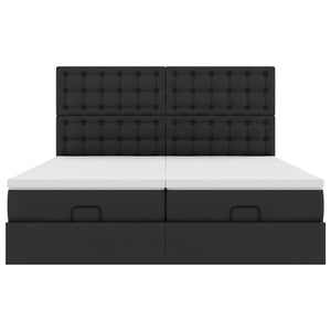 Οθωμανικό κρεβάτι με στρώματα Μαύρο 180x200cm Faux Leather