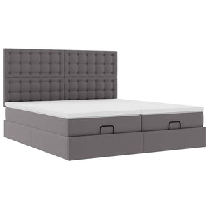 Οθωμανικό Κρεβάτι με Στρώματα Γκρι 180x200cm Faux Leather