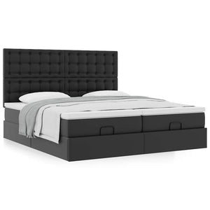 Οθωμανικό κρεβάτι με στρώματα Μαύρο 200x200cm Faux Leather - Pakobazaar