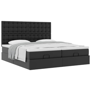 Οθωμανικό κρεβάτι με στρώματα Μαύρο 200x200cm Faux Leather - Pakobazaar