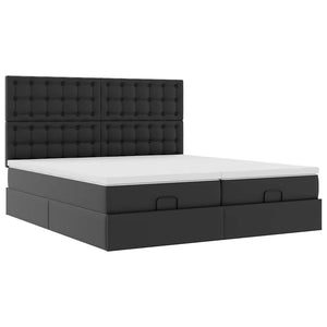 Οθωμανικό κρεβάτι με στρώματα Μαύρο 200x200cm Faux Leather - Pakobazaar