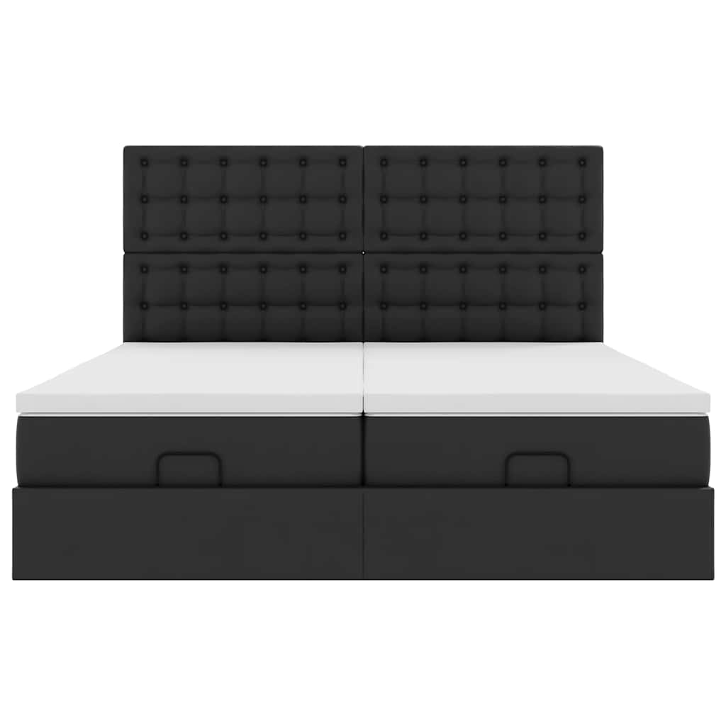 Οθωμανικό κρεβάτι με στρώματα Μαύρο 200x200cm Faux Leather - Pakobazaar