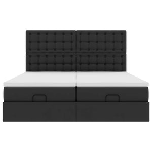 Οθωμανικό κρεβάτι με στρώματα Μαύρο 200x200cm Faux Leather - Pakobazaar