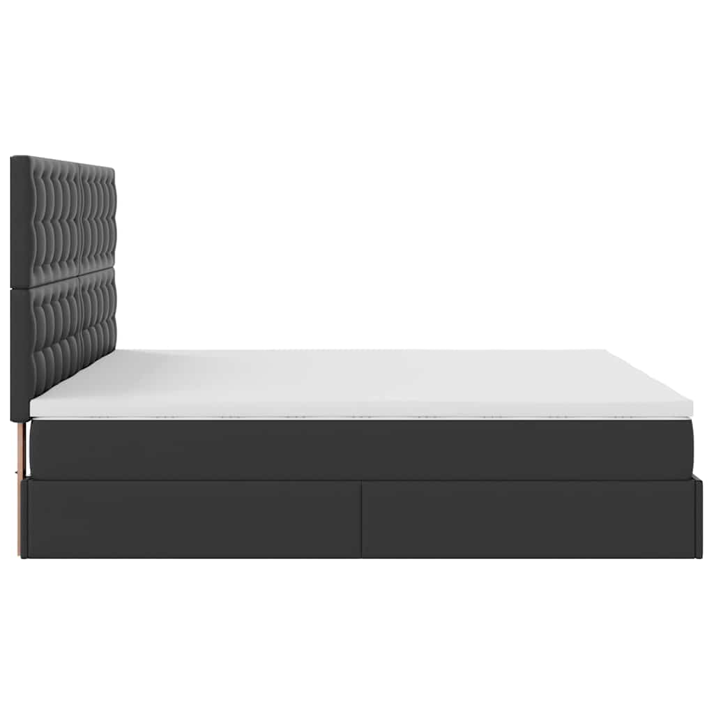 Οθωμανικό κρεβάτι με στρώματα Μαύρο 200x200cm Faux Leather - Pakobazaar