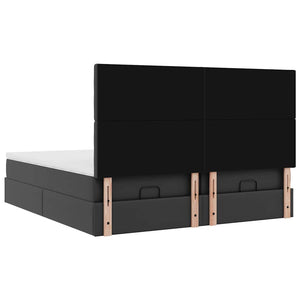 Οθωμανικό κρεβάτι με στρώματα Μαύρο 200x200cm Faux Leather - Pakobazaar