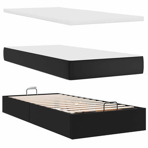 Οθωμανικό κρεβάτι με στρώματα Μαύρο 200x200cm Faux Leather - Pakobazaar