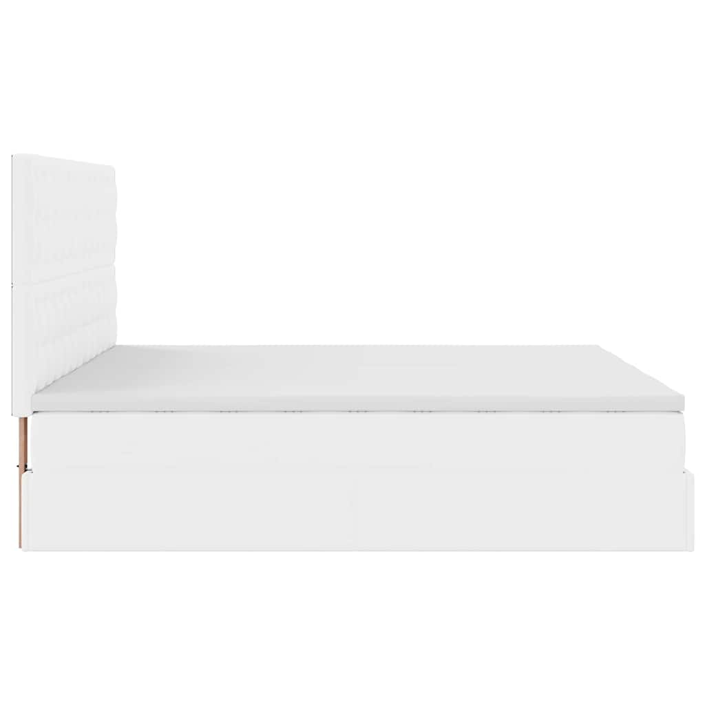Οθωμανικό Κρεβάτι με Στρώματα Καθαρό Λευκό Faux Leather - Pakobazaar