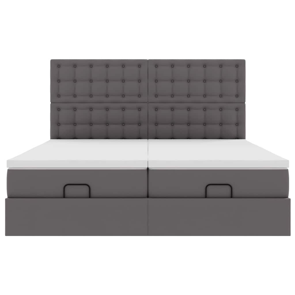 Οθωμανικό κρεβάτι με στρώματα Γκρι 200x200cm Faux Leather