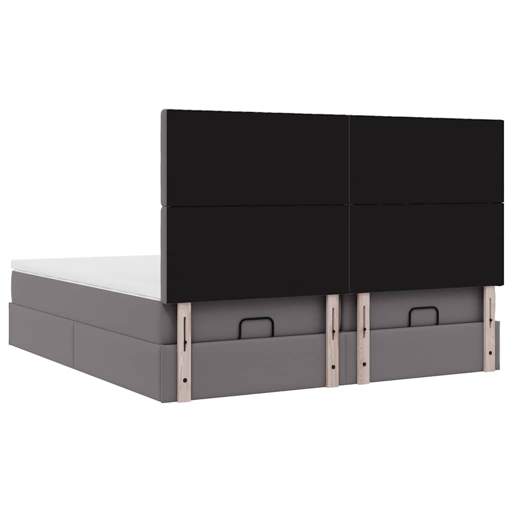 Οθωμανικό κρεβάτι με στρώματα Γκρι 200x200cm Faux Leather