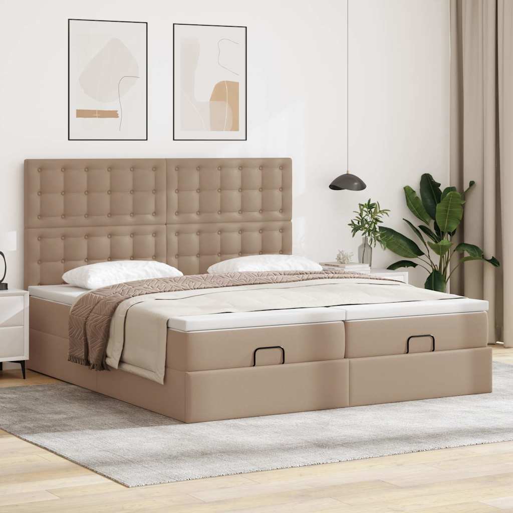 Οθωμανικό κρεβάτι με στρώματα Cappuccino 200x200cm Faux Leather - Pakobazaar