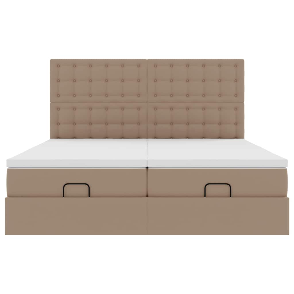 Οθωμανικό κρεβάτι με στρώματα Cappuccino 200x200cm Faux Leather - Pakobazaar
