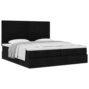 Οθωμανικό κρεβάτι με στρώματα Μαύρο 160x200cm Ύφασμα - Pakobazaar