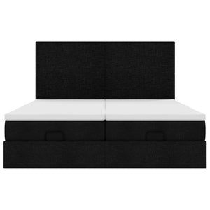 Οθωμανικό κρεβάτι με στρώματα Μαύρο 160x200cm Ύφασμα - Pakobazaar