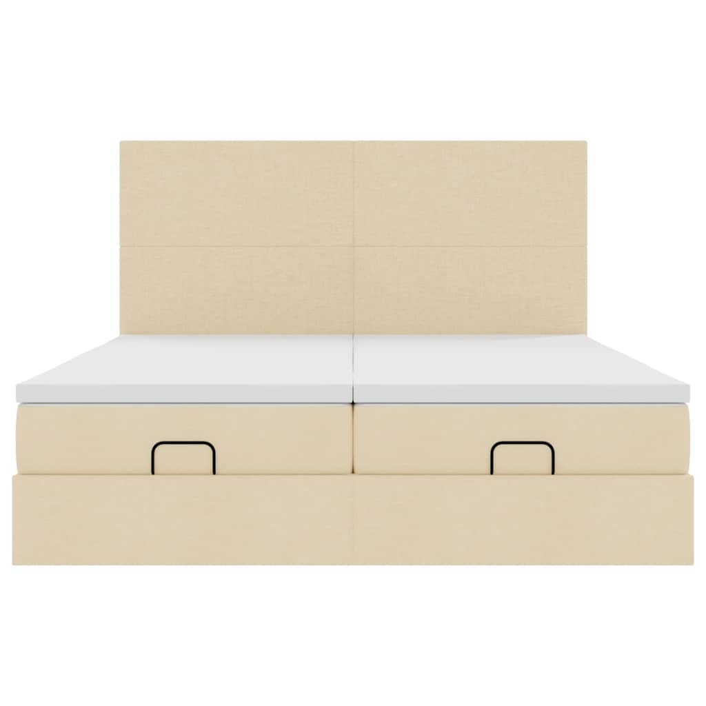 Οθωμανικό Κρεβάτι με Στρώματα Κρέμα 160x200cm Ύφασμα