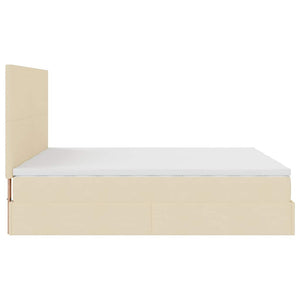 Οθωμανικό Κρεβάτι με Στρώματα Κρέμα 160x200cm Ύφασμα