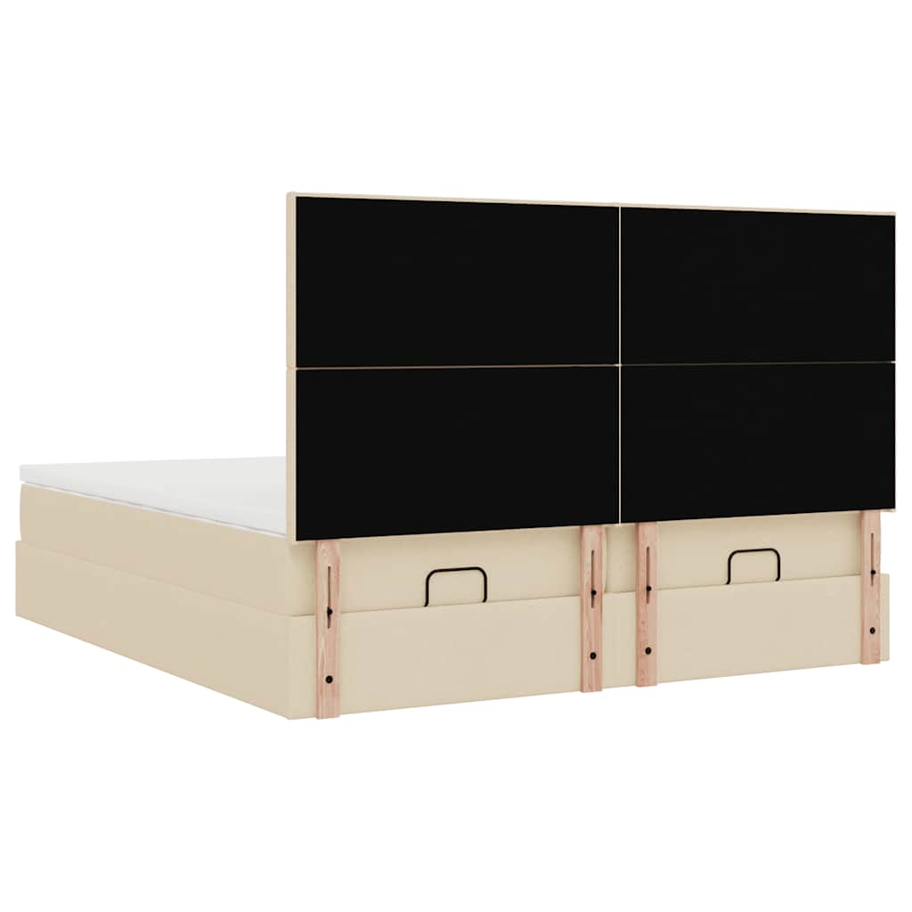 Οθωμανικό Κρεβάτι με Στρώματα Κρέμα 160x200cm Ύφασμα
