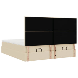 Οθωμανικό Κρεβάτι με Στρώματα Κρέμα 160x200cm Ύφασμα