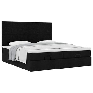 Οθωμανικό κρεβάτι με στρώματα Μαύρο 180x200cm Ύφασμα - Pakobazaar