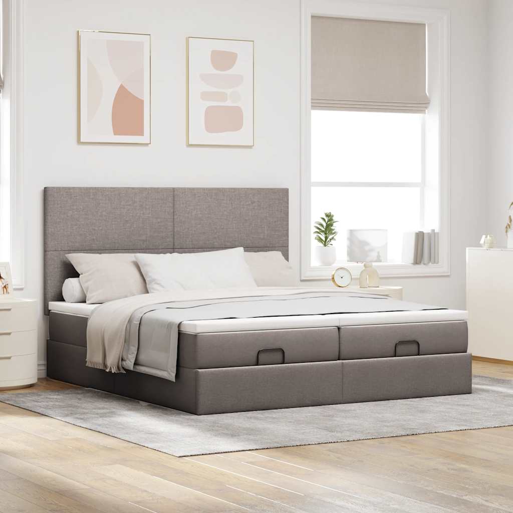 Οθωμανικό κρεβάτι με στρώματα Taupe 180x200cm ύφασμα