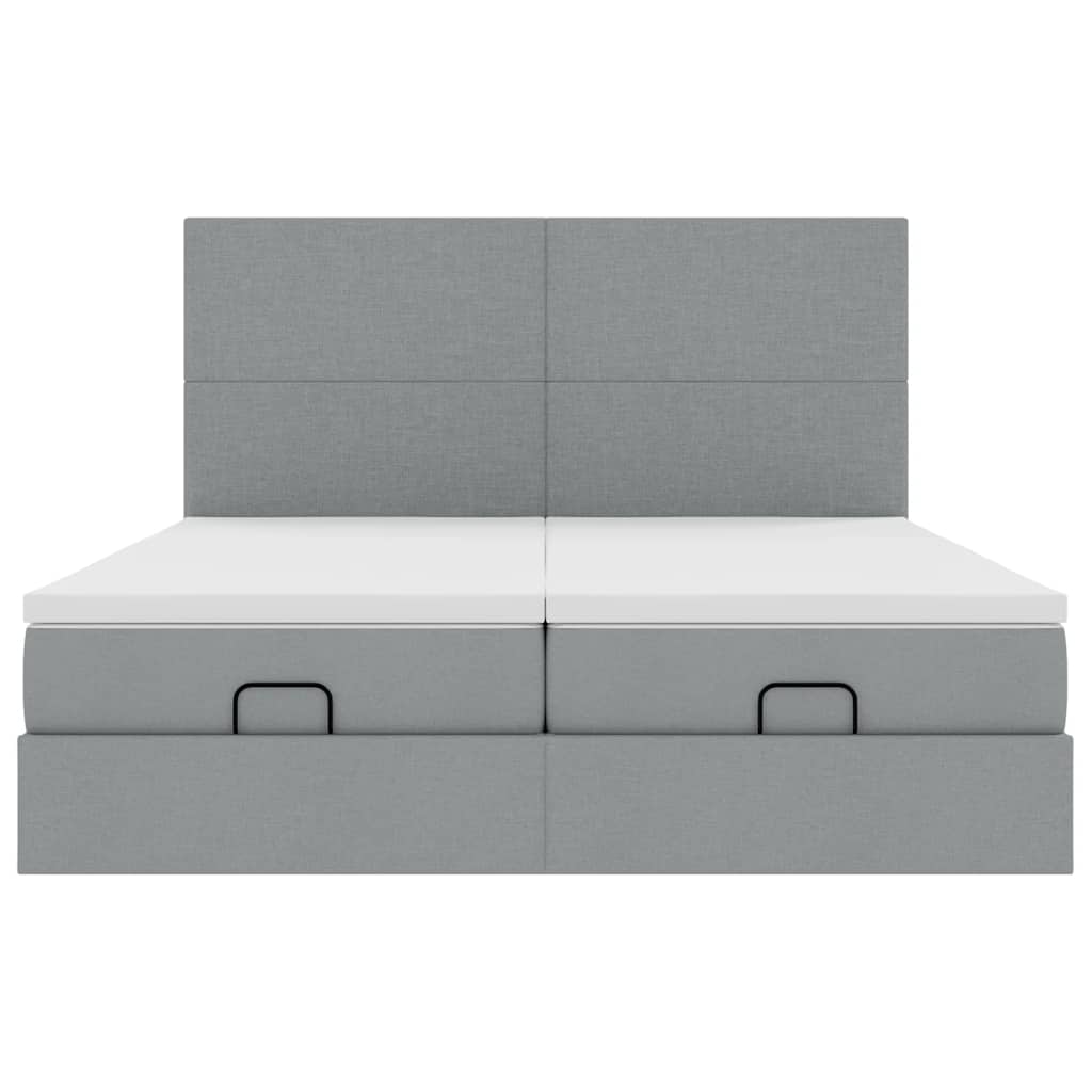 Οθωμανικό κρεβάτι με στρώματα ανοιχτό γκρι 200x200cm ύφασμα