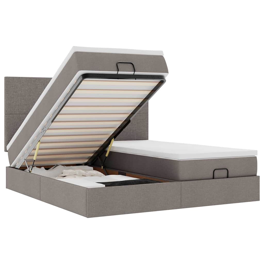 Οθωμανικό κρεβάτι με στρώματα Taupe 200x200cm ύφασμα