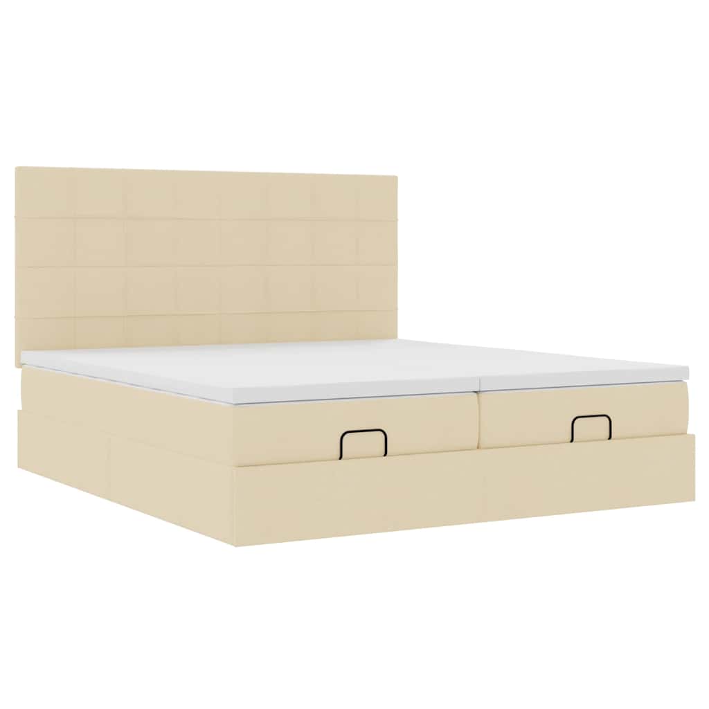 Οθωμανικό Κρεβάτι με Στρώματα Κρέμα 160x200cm Ύφασμα