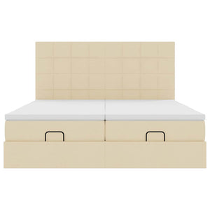 Οθωμανικό Κρεβάτι με Στρώματα Κρέμα 160x200cm Ύφασμα