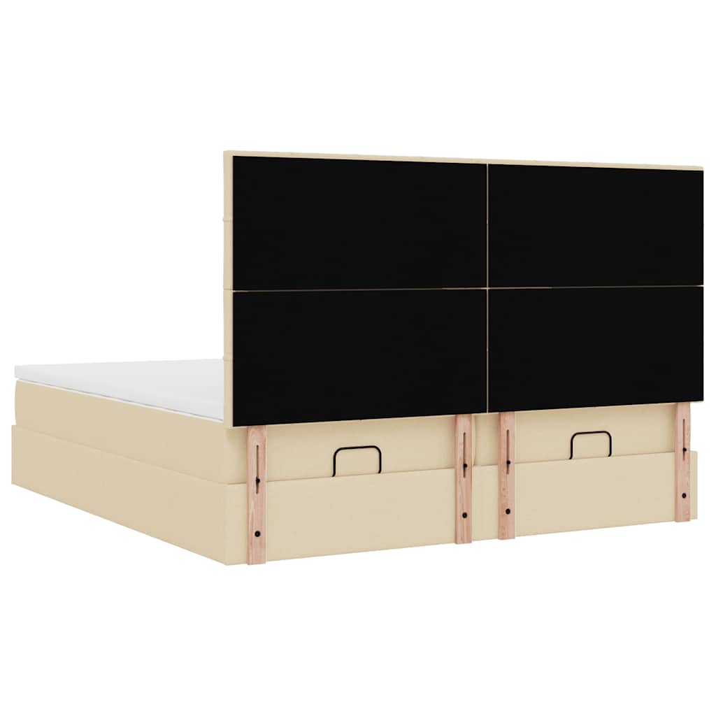 Οθωμανικό Κρεβάτι με Στρώματα Κρέμα 160x200cm Ύφασμα