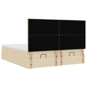 Οθωμανικό Κρεβάτι με Στρώματα Κρέμα 160x200cm Ύφασμα