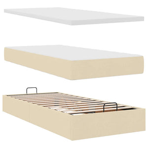 Οθωμανικό Κρεβάτι με Στρώματα Κρέμα 160x200cm Ύφασμα