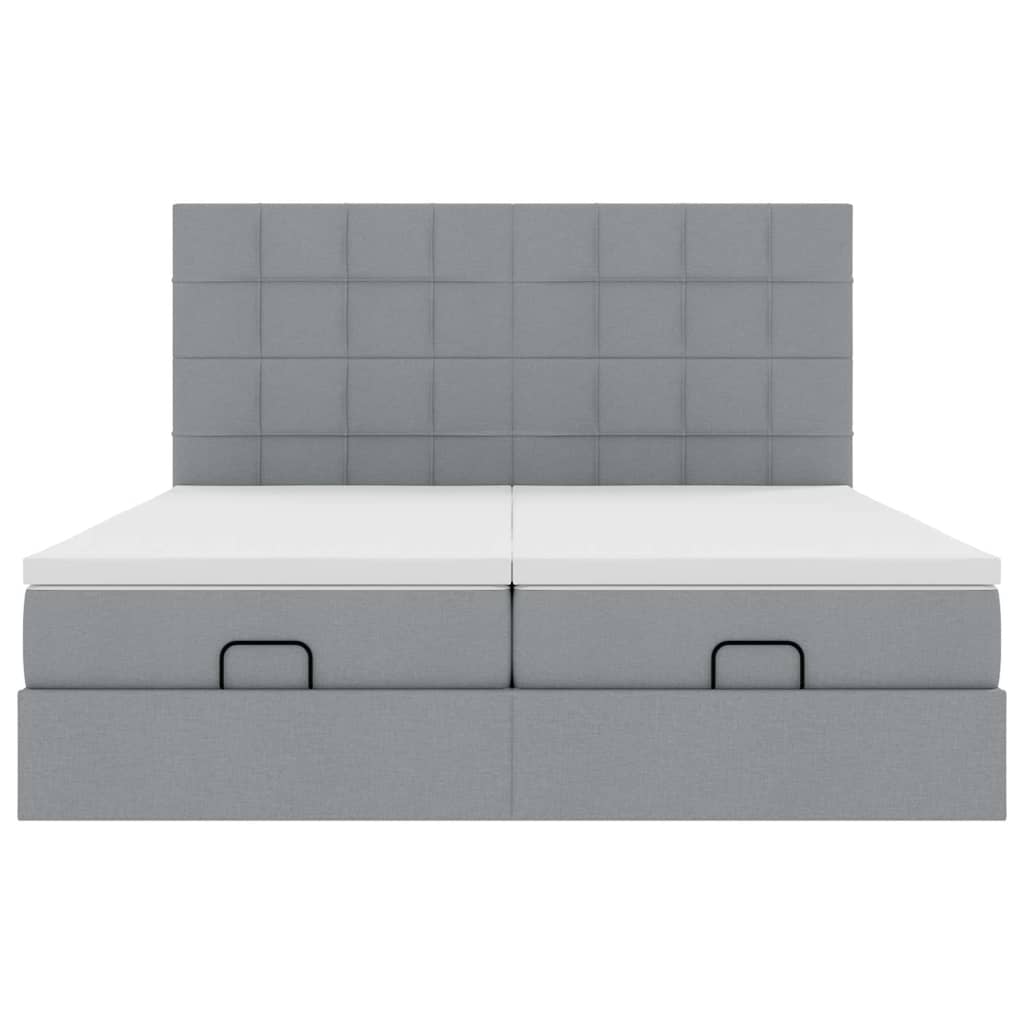 Οθωμανικό κρεβάτι με στρώματα ανοιχτό γκρι 180x200cm ύφασμα - Pakobazaar