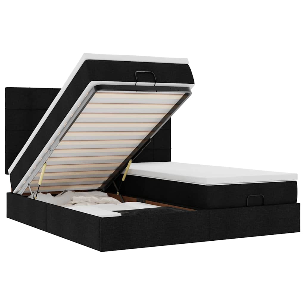 Οθωμανικό κρεβάτι με στρώματα Μαύρο 180x200cm Ύφασμα - Pakobazaar