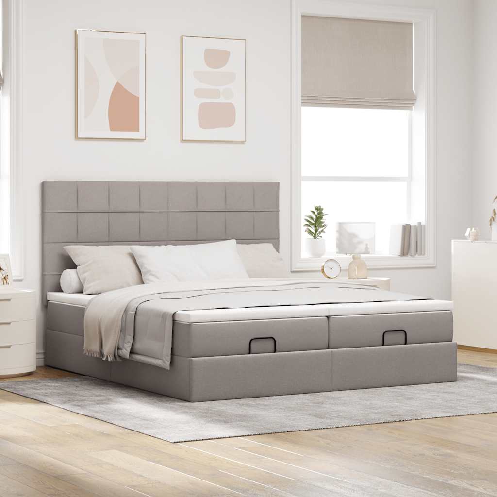 Οθωμανικό κρεβάτι με στρώματα Taupe 200x200cm ύφασμα