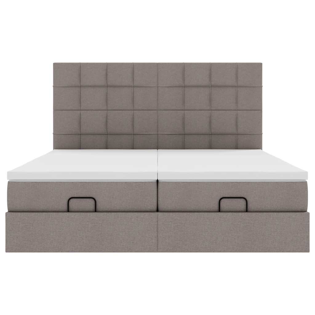 Οθωμανικό κρεβάτι με στρώματα Taupe 200x200cm ύφασμα
