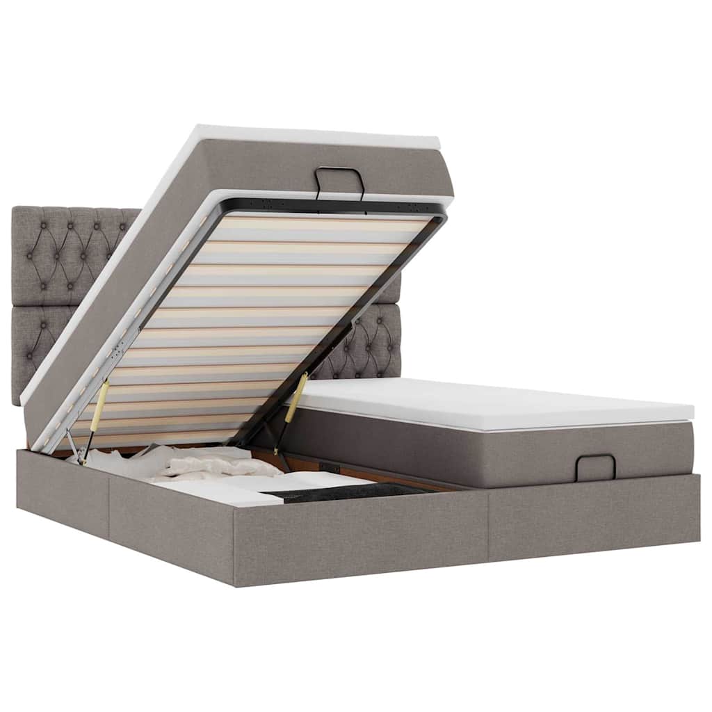 Οθωμανικό κρεβάτι με στρώματα Taupe 160x200cm ύφασμα - Pakobazaar