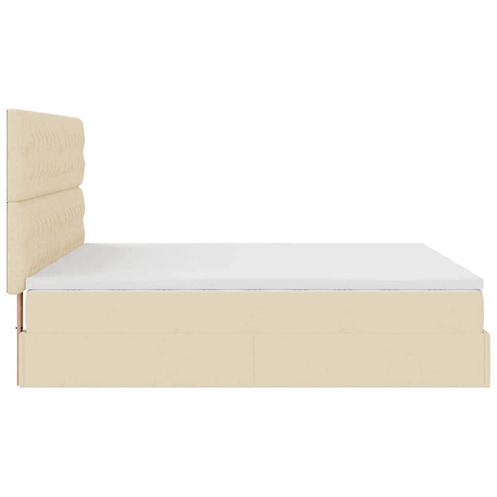 Οθωμανικό Κρεβάτι με Στρώματα Κρέμα 160x200cm Ύφασμα