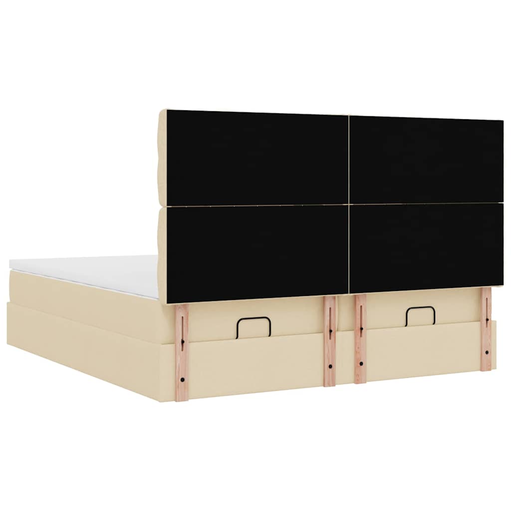 Οθωμανικό Κρεβάτι με Στρώματα Κρέμα 160x200cm Ύφασμα