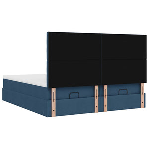 Οθωμανικό κρεβάτι με στρώματα μπλε 160x200cm ύφασμα - Pakobazaar