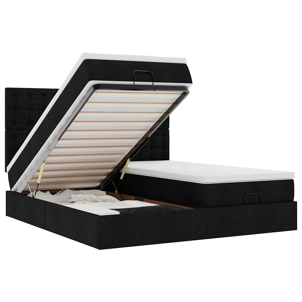 Οθωμανικό κρεβάτι με στρώματα Μαύρο 180x200cm Ύφασμα - Pakobazaar