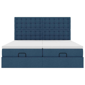 Οθωμανικό κρεβάτι με στρώματα μπλε 180x200cm ύφασμα