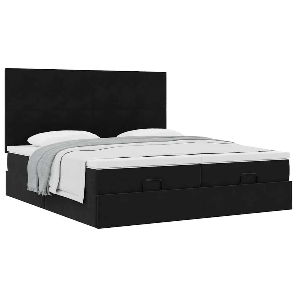 Οθωμανικό κρεβάτι με στρώματα Μαύρο 160x200cm Velvet - Pakobazaar