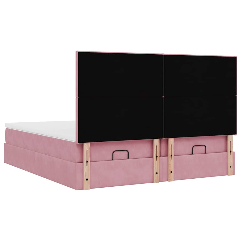 Οθωμανικό κρεβάτι με στρώματα ροζ 160x200cm Velvet - Pakobazaar