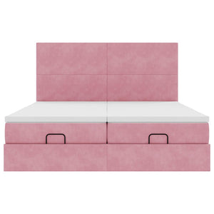 Οθωμανικό κρεβάτι με στρώματα ροζ 180x200cm Velvet - Pakobazaar