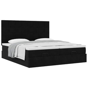 Οθωμανικό κρεβάτι με στρώματα Μαύρο 160x200cm Velvet