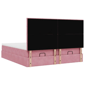 Οθωμανικό κρεβάτι με στρώματα ροζ 160x200cm Velvet - Pakobazaar