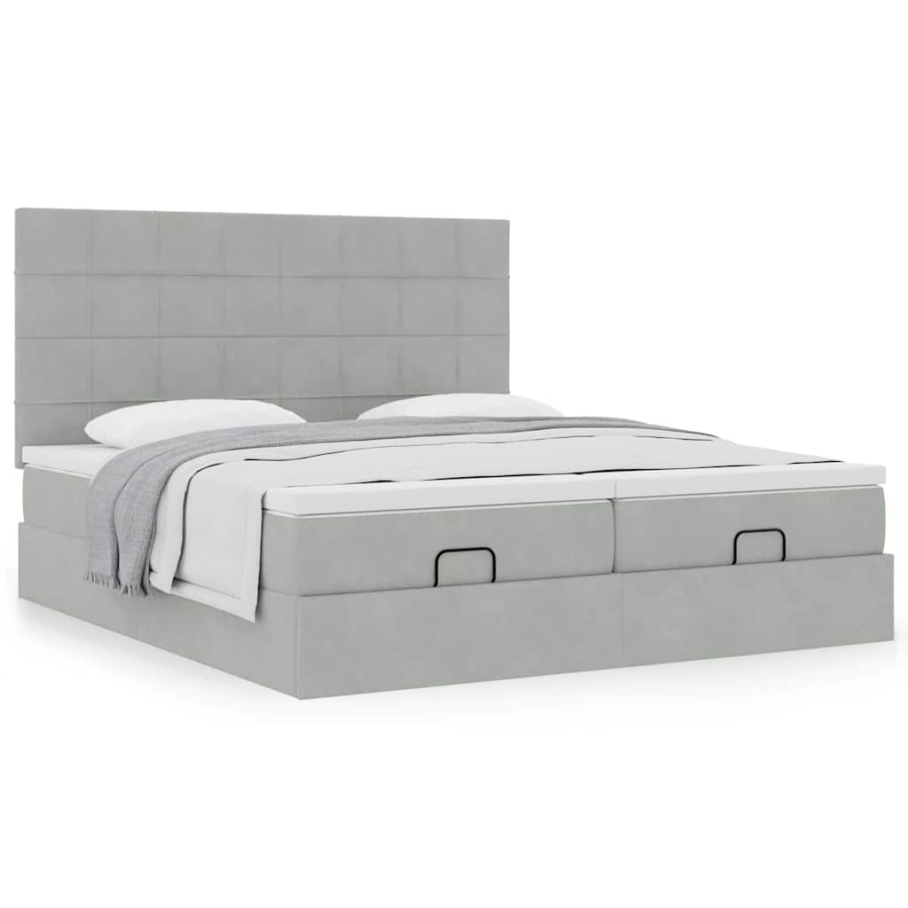 Οθωμανικό κρεβάτι με στρώματα ανοιχτό γκρι 180x200cm Velvet - Pakobazaar