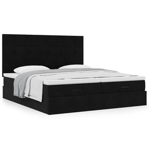Οθωμανικό κρεβάτι με στρώματα Μαύρο 200x200cm Velvet