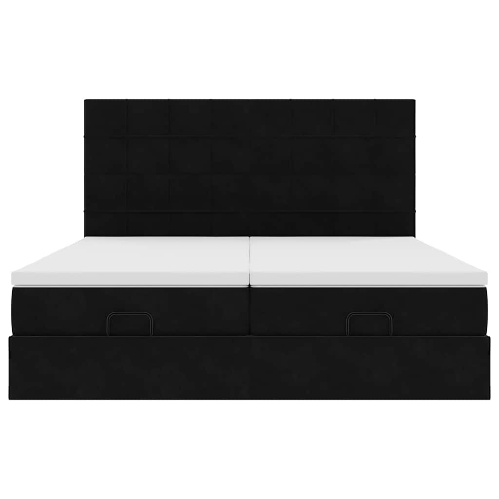 Οθωμανικό κρεβάτι με στρώματα Μαύρο 200x200cm Velvet