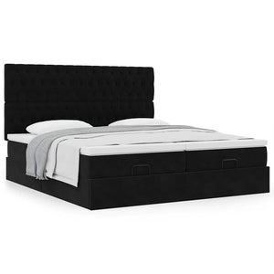 Οθωμανικό κρεβάτι με στρώματα Μαύρο 160x200cm Velvet